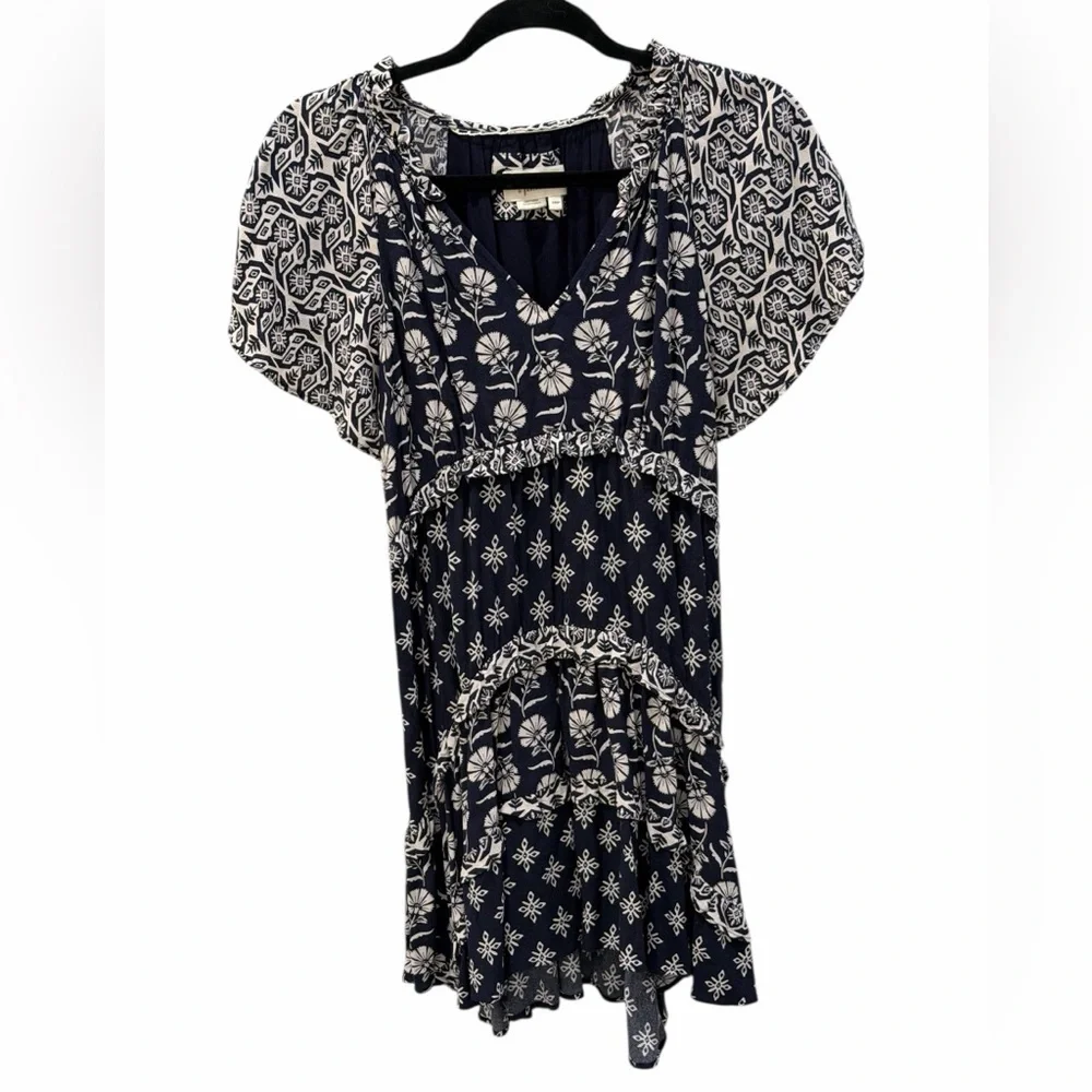 Anthropologie Navy and White Floral Dress